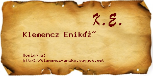 Klemencz Enikő névjegykártya